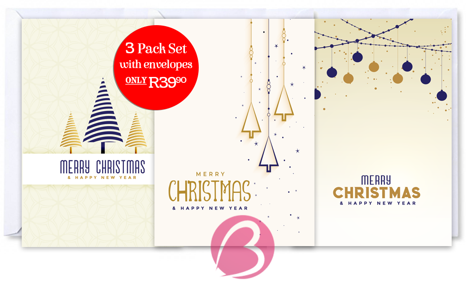 Blue and Gold Christmas Card pack by Cardiology Greeting Cards