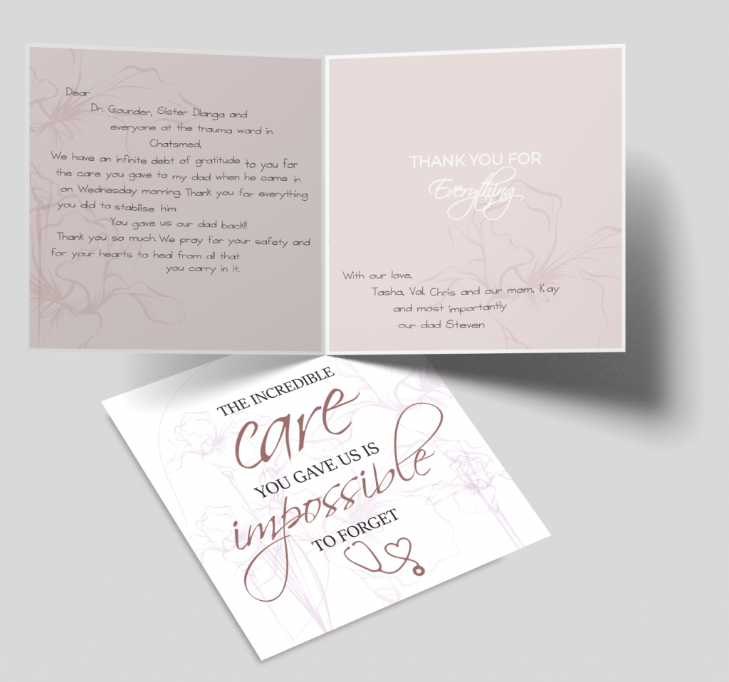 An appreciation card for Dr. Moosa as part of Cardiology Cards' #HealthcareHeroes campaign