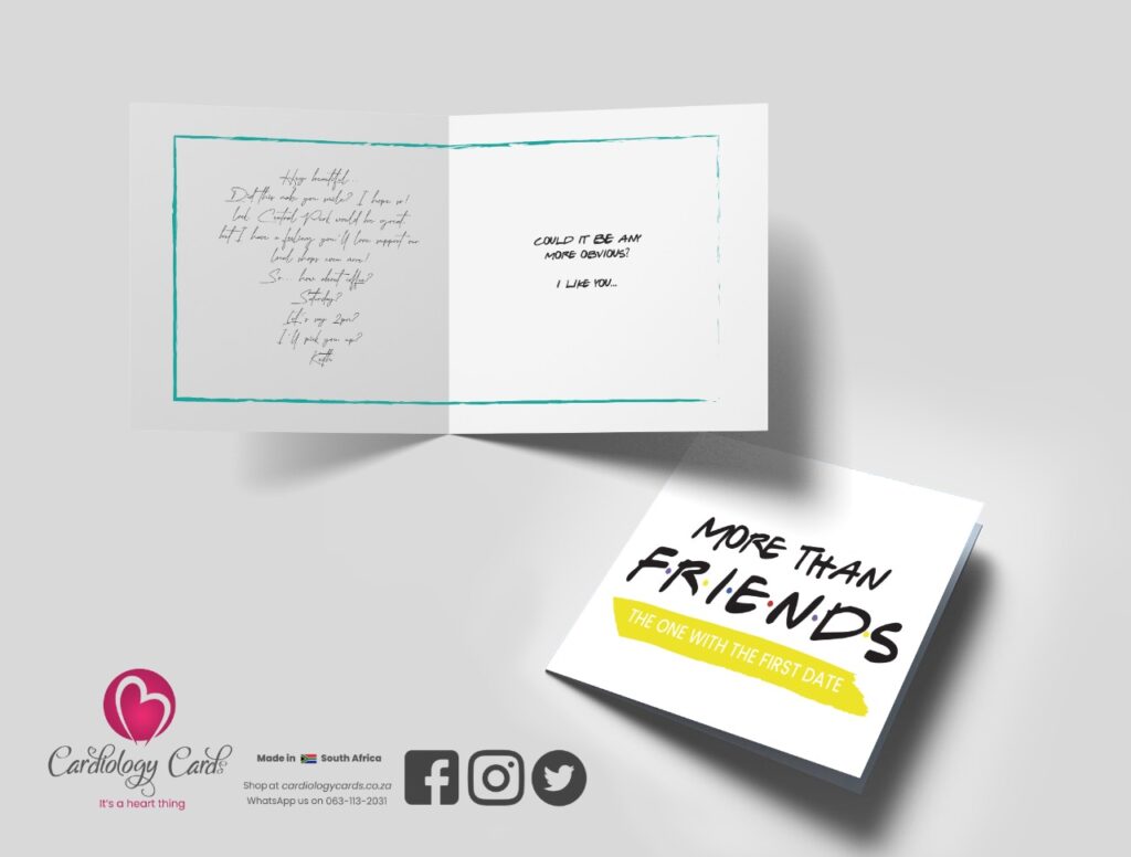 A Print It Yourself Friends themed card by Cardiologycards.co.za